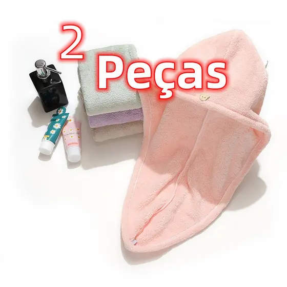 Kit 2 Unidades Toalha Mágica Feminina para Secagem Rápida dos Cabelos
