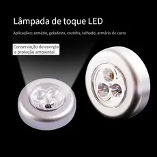 2 Pcs Leds Lâmpada Adesiva Sem Fio  Adesiva De Emergência Touch De Segurança Para Corredor Armário