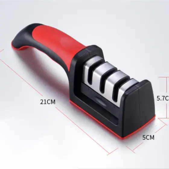 KIT1/2/5  Afiador Amolador De Facas Em Aço Inox Com 3 Borda Profissional Base Emborrachado Promoção