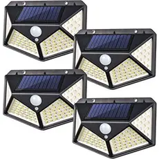 100 Leds Luminária Parede Solar Com Sensor Jardim Externa Prova D'água