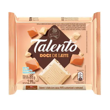 Chocolate Branco Doce De Leite Talento 85gr Garoto