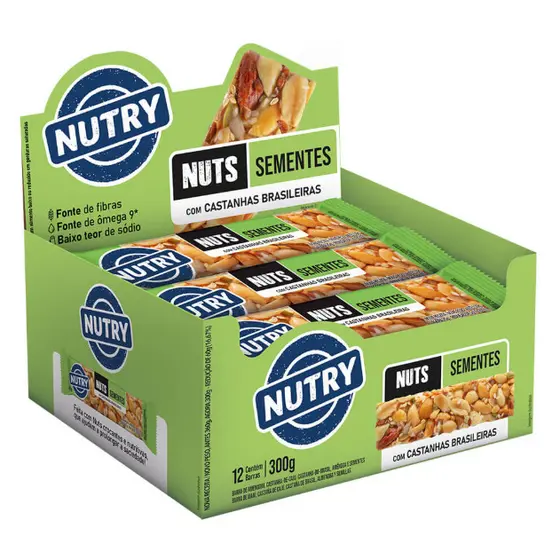 Barra De Cereal Nuts Sementes Nutry Com 12 Unidades De 25g