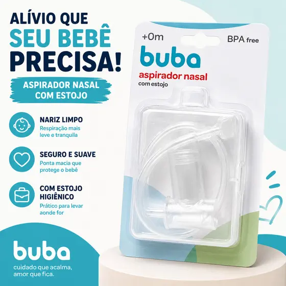 Aspirador Nasal Para Bebê Manual Com Estojo Sucção Infantil BPA Free +0m Buba