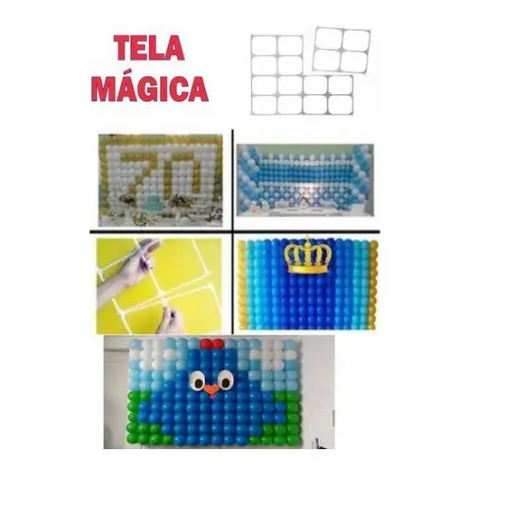 kit 20 Tela Mágica + medidor + presilha P/ Balões Bexigas Painel Festa