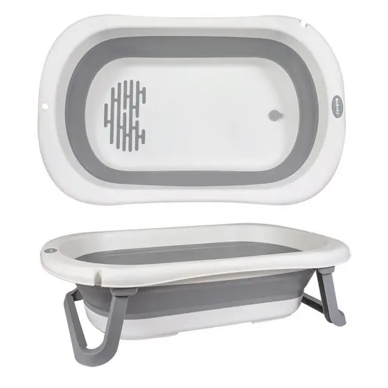 Super Banheira Infantil Dobrável 35L Antiderrapante KaBaby - Cinza