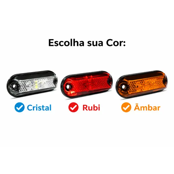 4 x Lanterna Delimitadora Lateral Carreta Caminhão Baú 3leds