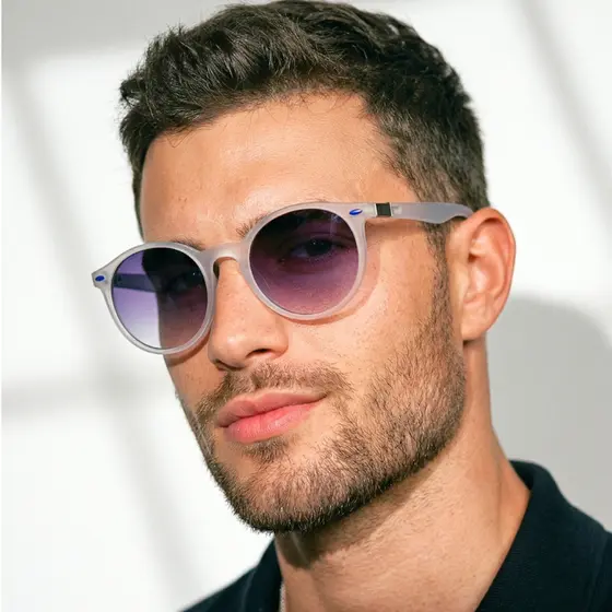 Óculos de Sol Bali Branco Degradê Redondo Premium Steampunk Oldstyle uv400 Masculino Feminino