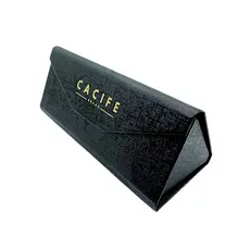 Case Couro Preto Dobrável Triangular Carteira Acessórios Moda Elegante Masculino Feminino Unissex