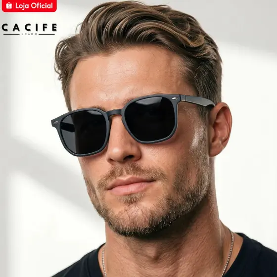 Óculos de Sol Hexagonal Preto Fosco Premium Mais Vendido Flexível Praia Verão uv400