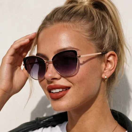 Óculos de Sol Noronha Gatinho Premium Blogueira Moda Praia Metal uv400 Feminino