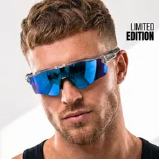 Oculos de Sol Polarizado Esportivo Cinza Azul Espelhado Premium Baixa Ciclismo Pace Corrida uv400