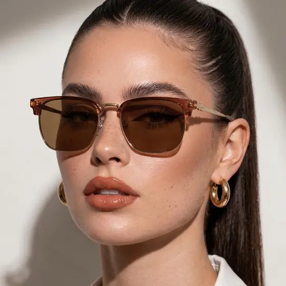 Oculos de Sol Quadrado Club Premium Marrom Blogueira Em Alta Elegante Tendencia uv400 Feminino