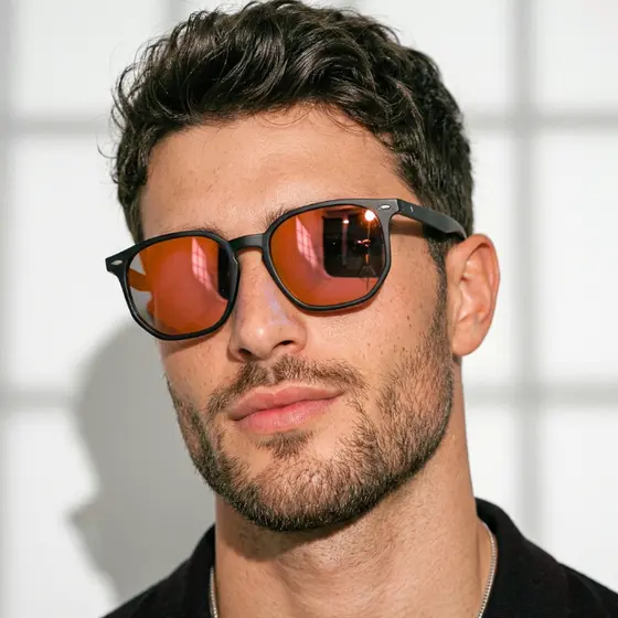 Oculos de Sol Tulum Vermelho Espelhado Hexagonal Original Premium Classico uv400 Masculino Feminino