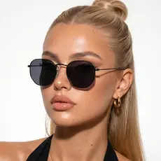 Oculos de Sol Hexagonal Original Preto Premium Blogueira Fino Elegante uv400 Feminino Masculino