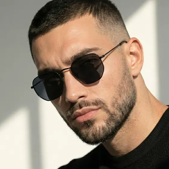 Oculos de Sol Hexagonal Premium Preto All Black Classico Retro uv400 Masculino Feminino