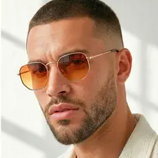 Oculos de Sol Hexagonal Marrom Premium Classico Degrade Vintage Tendencia uv400 Masculino Feminino