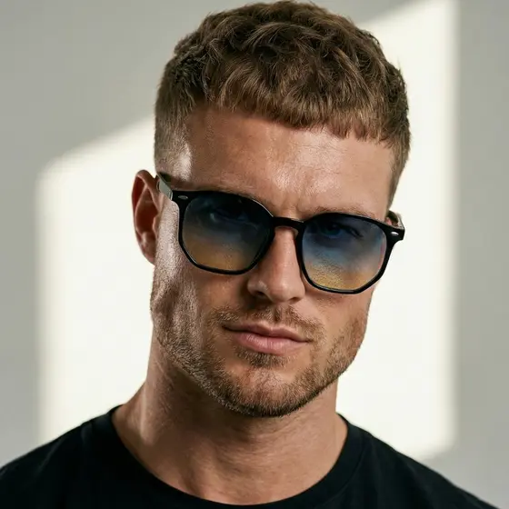 Oculos de Sol Hexagonal Azul Degrade Premium Original Colorido Blogueira uv400 Feminino Masculino