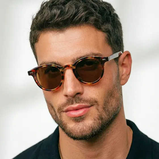 Óculos de Sol Redondo Tartaruga Premium Classico Retro Básico Tendencia em Alta Oldmoney uv400