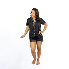 Baby Doll Short Doll Americano Gola V Liso Pijama Feminino
