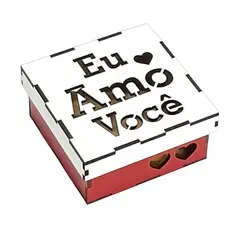 Caixa Colorida de MDF Eu Amo Você 10x10cm