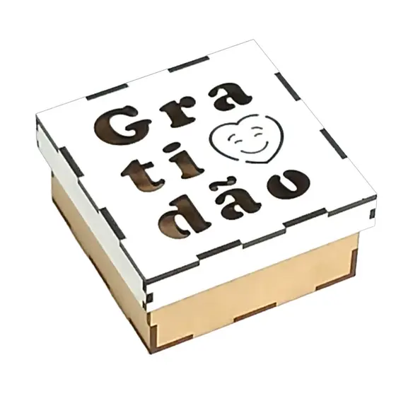 Caixa De Mdf Gratidão 10x10cm - Branca