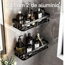 Kit com 2 SUPORTE PARA SHAMPOO PARA USO NO BANHEIRO NA PAREDE de alumínio suporte organizador multiuso