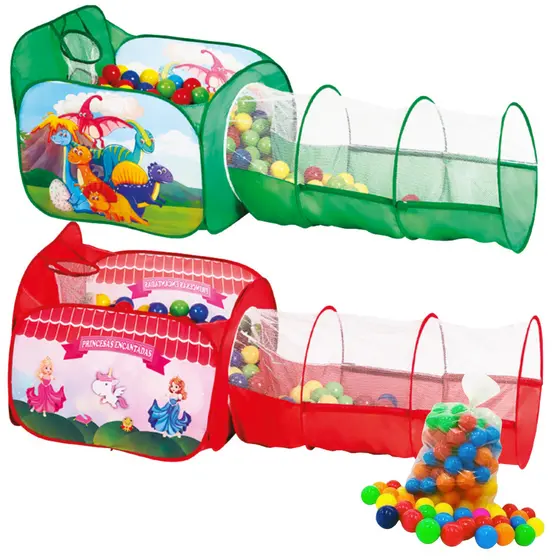 Piscina de Bolinhas Infantil Grande Com Bolinhas Com Túnel e Cesta de Basquete Menino Menina