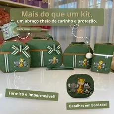 Kit Bolsa Maternidade Safári 5 peças Completo com Mala e Mochila para Bebê Menino/Menina