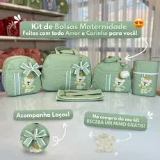 Kit Bolsa Maternidade Masculino/Menino com 5 peças Urso