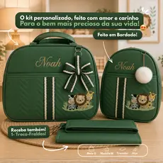 Kit Mala Maternidade com Bolsas Personalizadas com 2 peças tema Safári/Savana/Selva