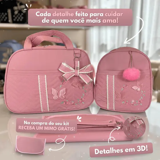 Kit Mala Maternidade Menina Borboleta