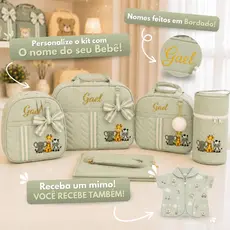 Bolsas de Maternidade Kit Completo com 5 peças tema Safári/Savana/Selva Personalizado com Nome