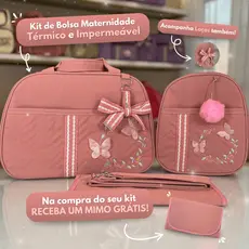 Kit Bolsa Maternidade para Meninas com Borboletas e Mochila