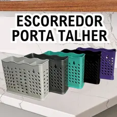 Organizador de Pia Escorredor Secador Porta Talher Plástico Vazado Com 3 Divisórias