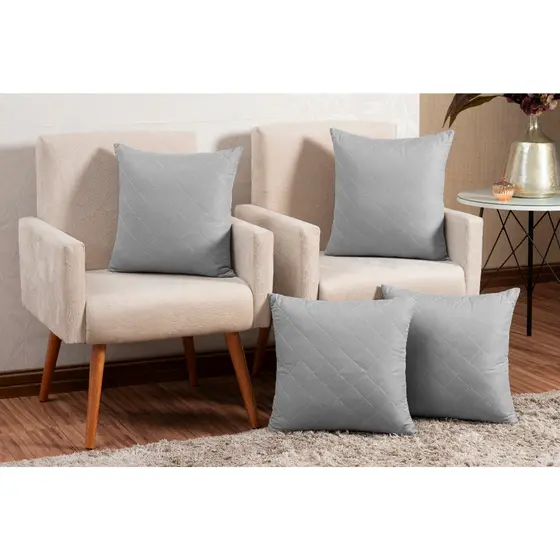 Kit 4 Capas De Almofada Decorativa Mateladas Para Sofá Sala Quarto 45cm x 45cm