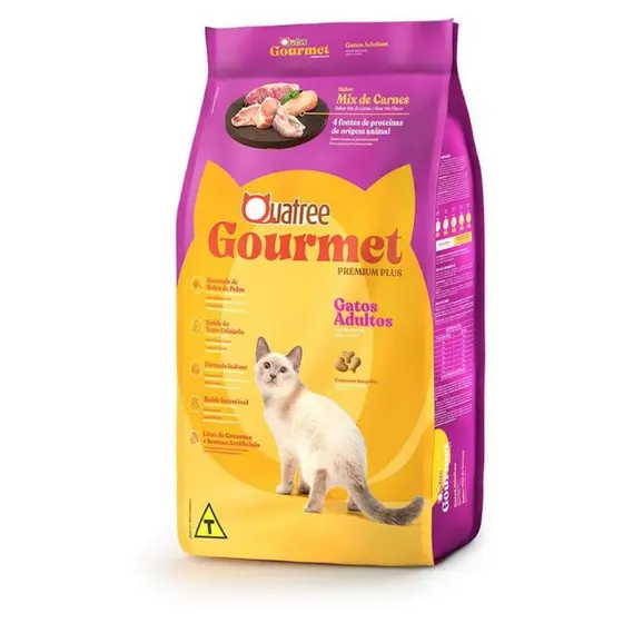 Ração Quatree Gourmet Gatos Adultos Mix de Carnes 3kg