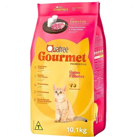 Ração Quatree Gourmet Gatos Filhotes Carne e Leite 10kg