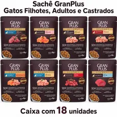 Ração Úmida Gatos Castrados Salmão Frango GranPlus 18 Sachês