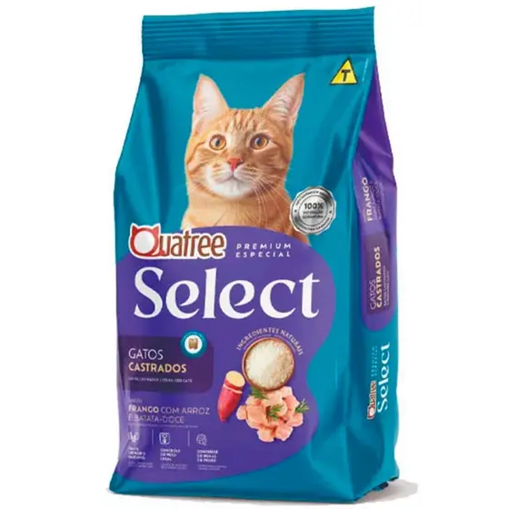 Ração Quatree Select Gatos Castrados Frango e Arroz 10kg