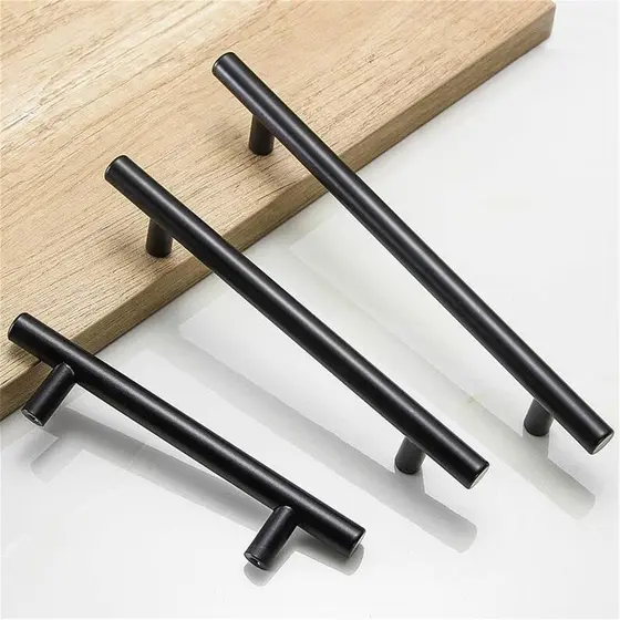 Puxador em Aço Inox Preto Tubular 64mm-448mm Móveis Gaveta Porta Armário
