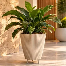 Vaso para Planta Canelado com pés 34x26 Coluna Moderna Decorativo Sala Jardim Resistente