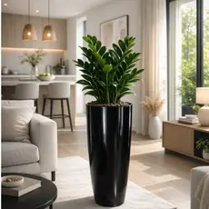 Vaso de Planta  Ibiza Cone Polido Marmorizado P ao G Decoração Jardim e Sala Escolha tamanho