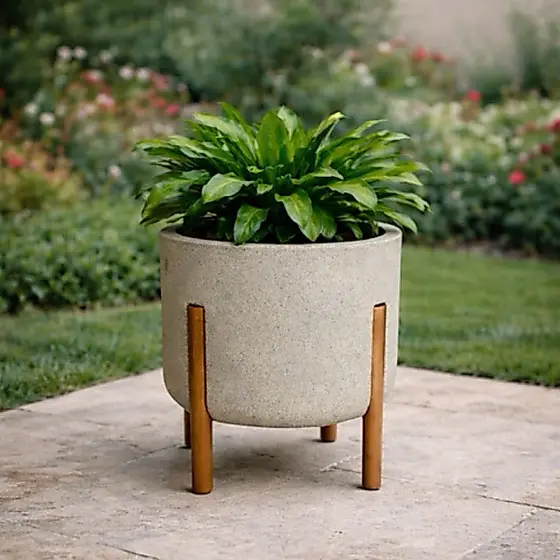 Vaso para Planta com pé Mônaco P, M Cilíndrico designer moderno