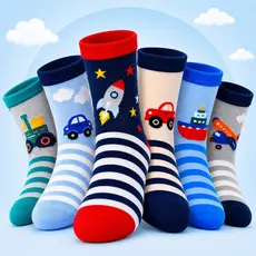 Kit Meias Infantil Menino 3 6 12 18 Pares Estampadas Cano Médio Criança Escolar Confortável 2 a 10 Anos