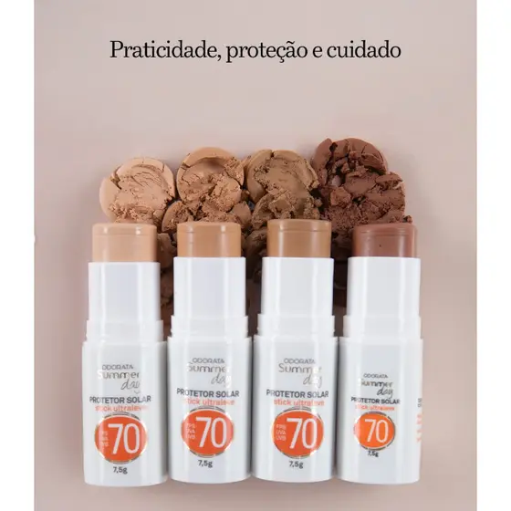 Protetor Solar Bastão Stick Ultraleve FPS 70 com Cor 7,5g