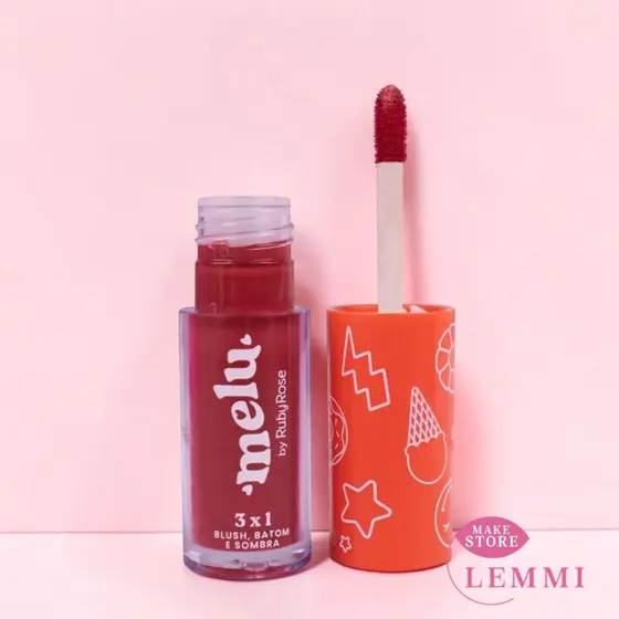 Blush, Batom e sombra 3x1 Melu - Ruby rose