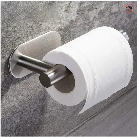 Porta Papel Higiênico Suporte Auto Adesivo Aço Inox Cromado Para Parede Banheiro