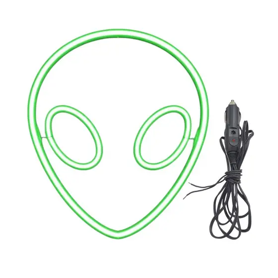 Boneco Et Luminoso Led Neon Alienigena Parabrisa Bivolt Cabo Ambos Lados