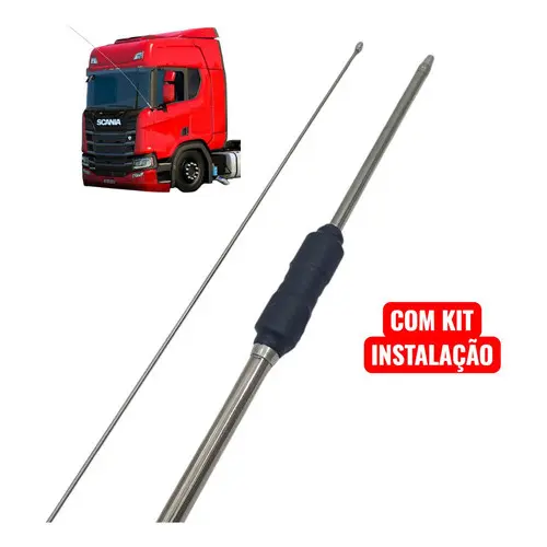 Antena Px Inox Cromada Viuva Negra Canarinho Full 1,63 M