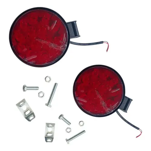 Par Farol Led Redondo 90mm 14 Leds Bivolt Universal Vermelho Vermelho